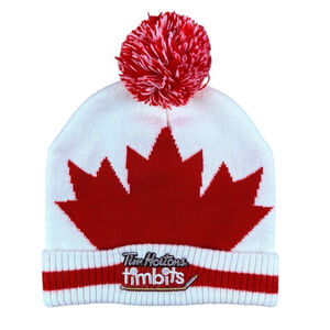 Tim Hortons Timbits White Red Knit Winter Hat Maple Leaf Sidney Crosby Toque